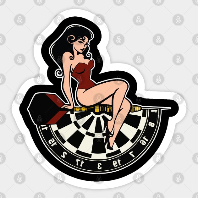 Funny Dart Sexy Pinup Girl Team Player Pub Gift Sticker by MrTeee